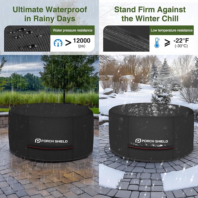 Porch Shield Round Patio Fire Pit Cover Fade Resistant Waterproof Outdoor - Image 6