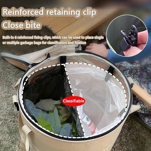 Pop up Camping Trash can with lid, Collapsible 24 Gallons Trash can with - Image 4
