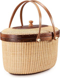 Nantucket Style Basket Picnic Basket Rattan Handmade Products Woven Sewing by TengTian