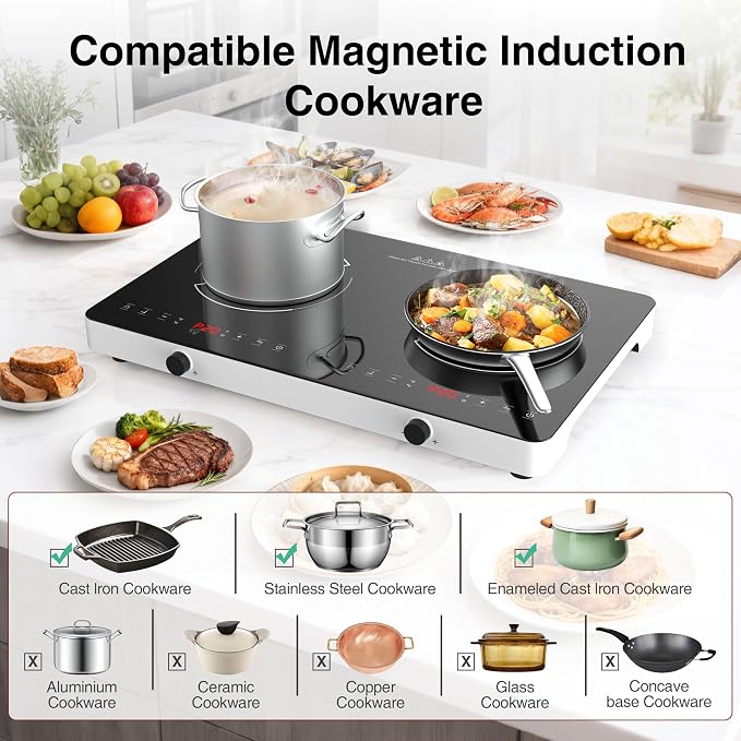 Double Induction Cooktop, 2 Burner Induction Burner 20 Temperature & Power - Image 8