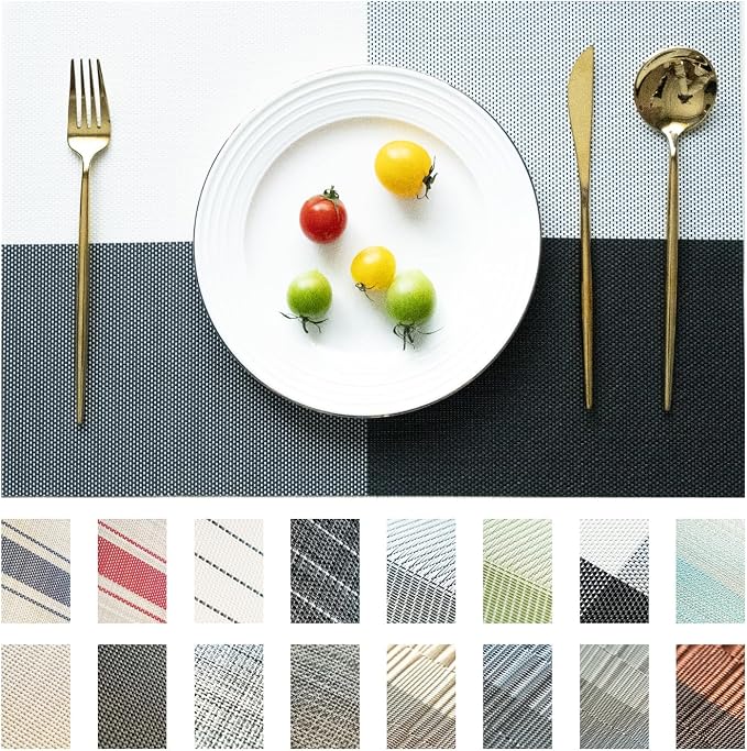 Placemats Set of 8 Vinyl/Plastic Woven Place Mats by Unknown