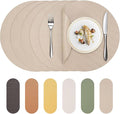 Round Faux Leather Placemats Set of 4 – 13 Inch Vinyl Table Mats, Heat Resistant by PROMATTOO