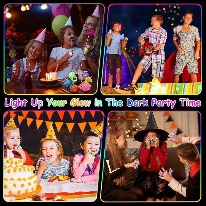 Valentines Day 200 Pcs Light Up Rings, New Year Glow In The Dark Party Supplies - Image 3