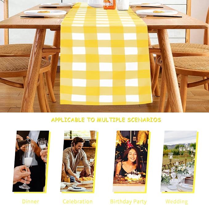 Fabric Checkered Table Runner 12 Pack Waterproof Gingham Table Runner 14W x - Image 3