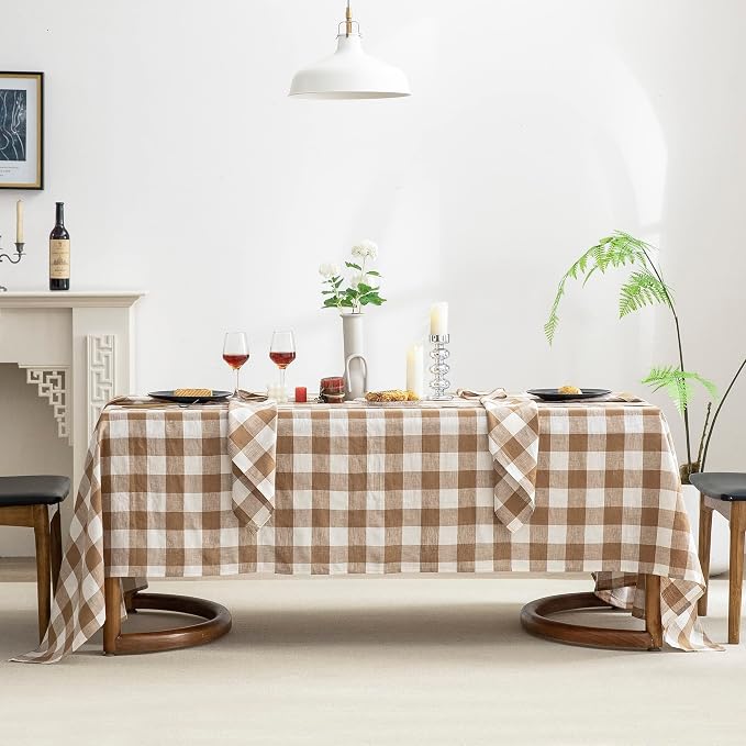 EVERLY 100% Yarn-Dyed Linen Rectangle Tablecloths 60x144Inches - Image 4