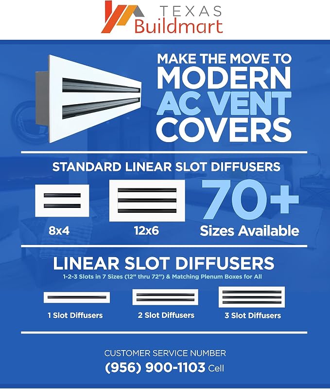 BUILDMART - 14x8 White Modern AC Vent Cover - Decorative Air Vent - Standard - Image 9