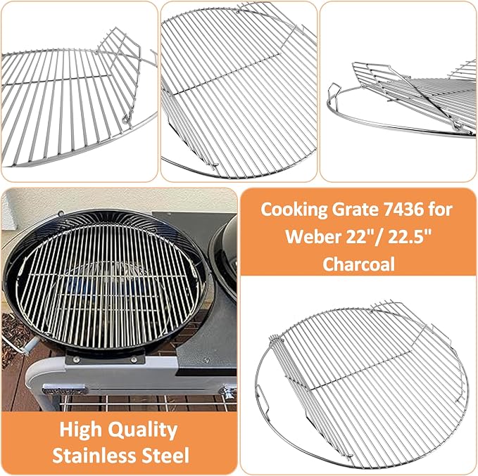 Grill Grates for Weber 22'' 22.5" Charcoal Grill, Cooking Grate Charcoal Grate - Image 4