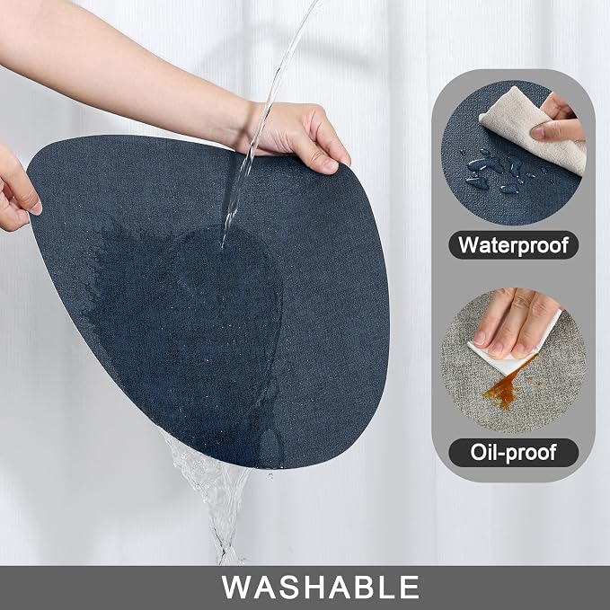 Placemats and Coasters, Washable Reversible Placemats Round Faux Leather - Image 4