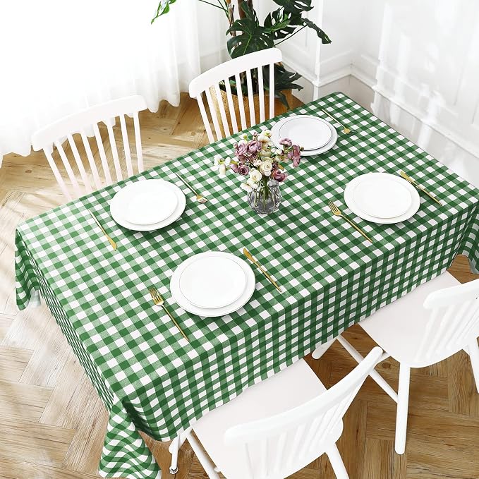 Romanstile Rectangle Vinyl Tablecloth, 100% Waterproof Buffalo Gingham Plastic - Image 5