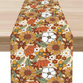 70s Floral Table Runner, Retro Groovy Hippie Oange Floral Funky Daisy Trippy by Unknown