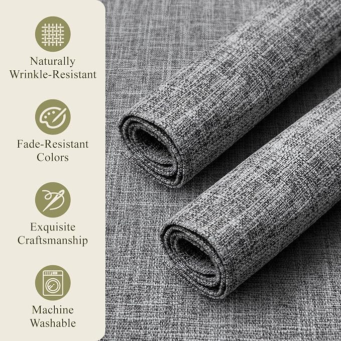 KXN Placemats Set of 4, Dual-Layer Thickened Faux Linen Table Mats, Heat - Image 5