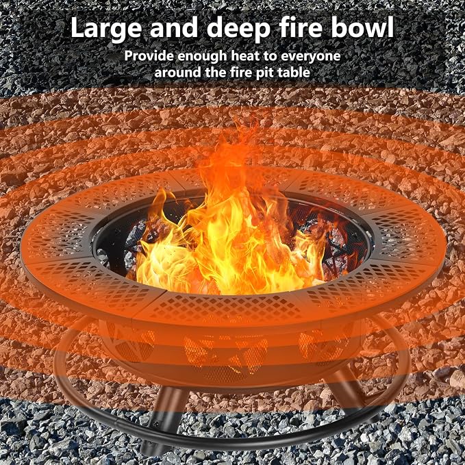 42 Inch Fire Pit with 2 Grills, Extra Large Wood Burning Fire Pits - Image 5