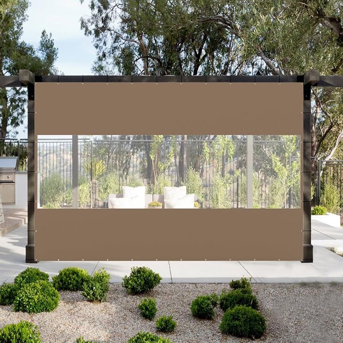 Domi Heavy Duty Outdoor Clear Panel Curtain, 18 oz Waterproof PVC Polyester - Image 2