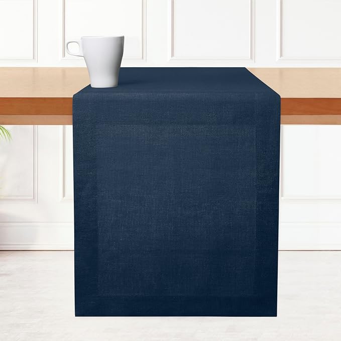 D'Moksha Homes Linen Navy Blue Table Runner 72 Inches Long by DMokshaHomes