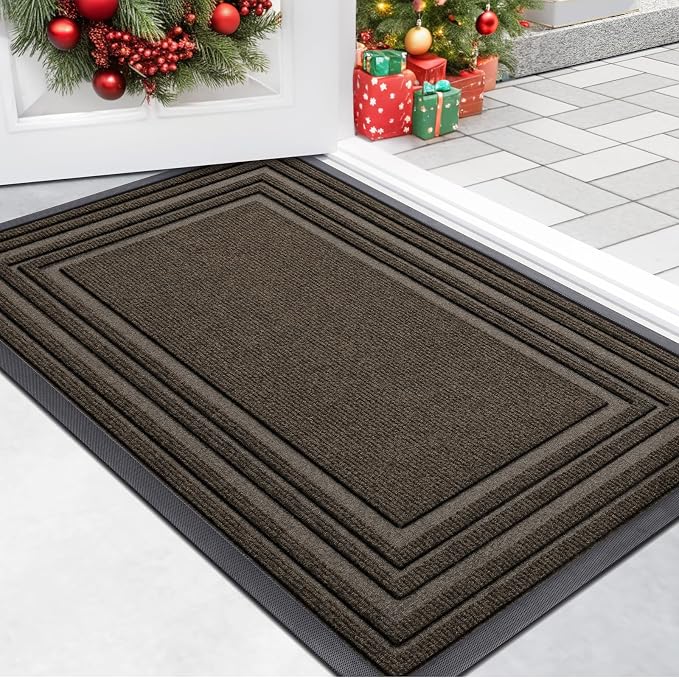 Buganda Front Door Mat Indoor Outdoor Entrance, Non-Slip Natural Rubber Doormats by Buganda