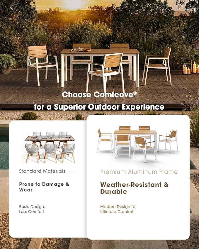 Outdoor Patio Dining Chairs Set of 2, Aluminum & HDPS All-Weather - Image 3