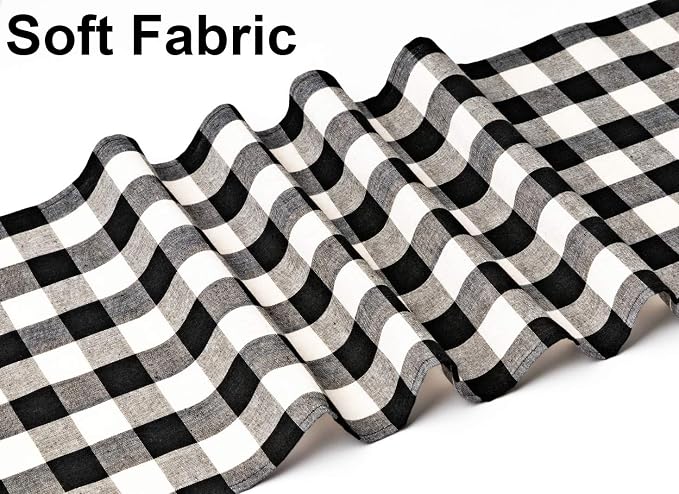 4 Pack Buffalo Check Table Runners White and Black Plaid Table Runner - Image 5