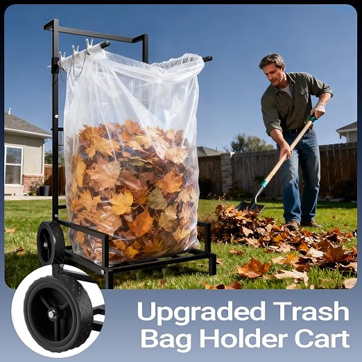 2-in-1 Leaf Bag Holder Cart & Hand Truck Dolly, Heavy Duty Garden Trash Bag - Image 3