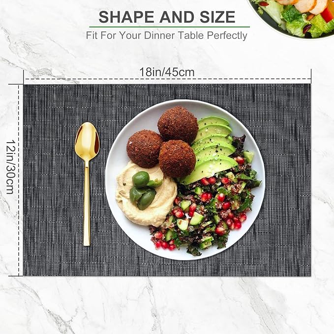 BETEAM Placemats Set of 6, Woven Vinyl Placemat - Image 5