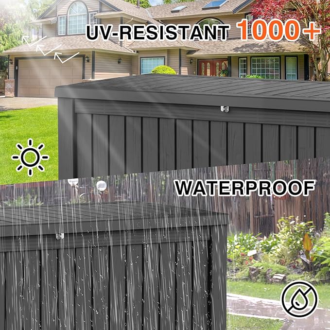 200 Gallon Deck Box, Resin Outdoor Indoor Waterproof Storage Box, Lockable - Image 3