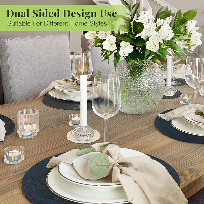 13-Inch Faux Leather Round Placemats Set of 8, Waterproof Anti-Slip Dual Sided - Image 6