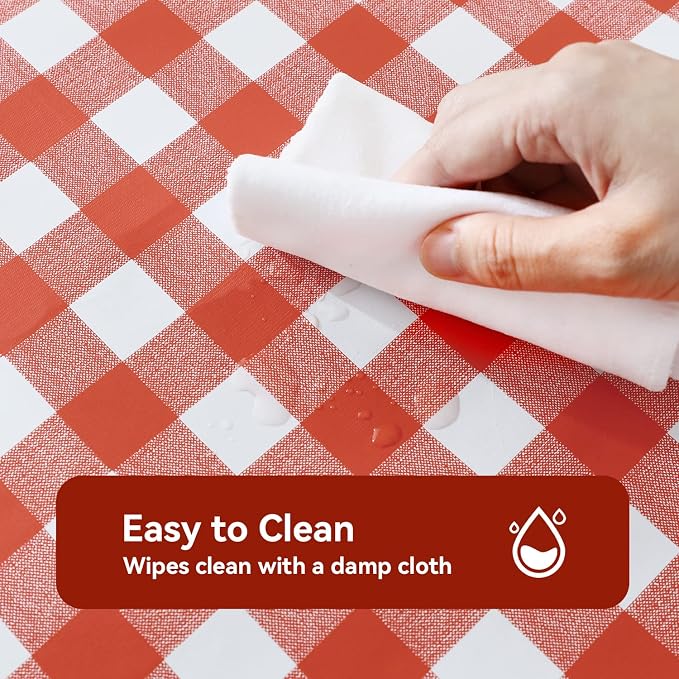 Romanstile Rectangle Vinyl Tablecloth, 100% Waterproof Buffalo Gingham Plastic - Image 2