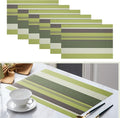 Set of 6 Colorful Striped Vinyl Placemats Heat-Resistant Washable Placemats by Unknown