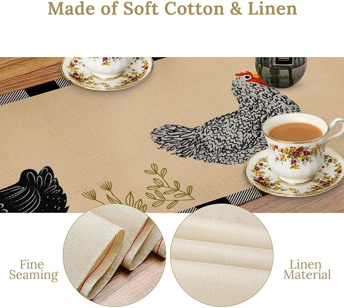 Farmhouse Roosters Chickens Table Runners - Image 4