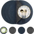 13-Inch Faux Leather Round Placemats Set of 4, Waterproof Anti-Slip Dual Sided by Fyvva