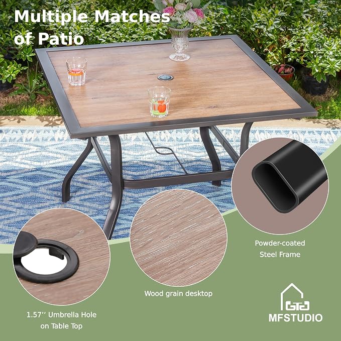 MFSTUDIO 37" Square Backyard Bistro Table Patio Dining Table Outdoor Furniture - Image 5