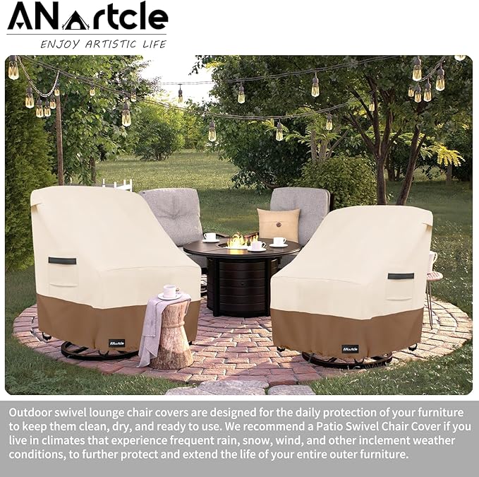 Swivel Patio Chair Cover 4 Pack, 600D Waterproof Heavy Duty Outdoor Chair Cover - Image 6