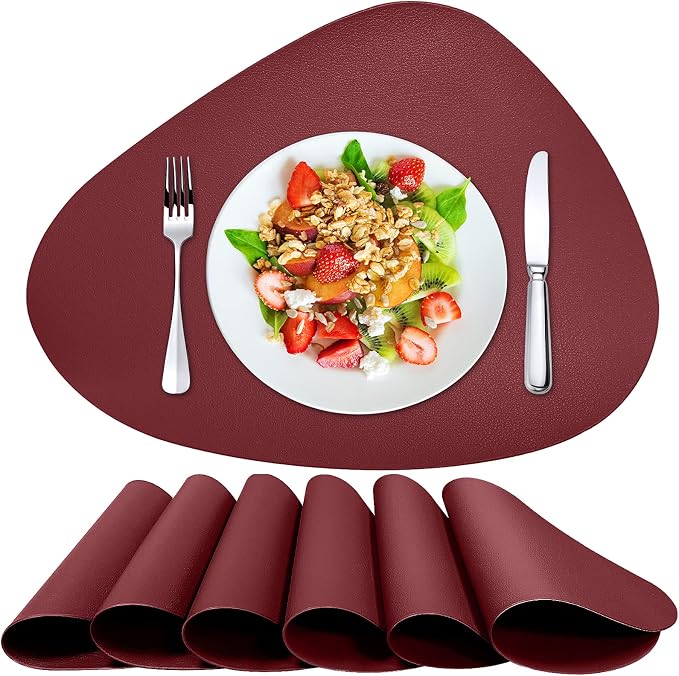 Herda Round Placemats Set of 6 Faux Leather Placemats Wipeable Washable by Betterqualitybetterlife