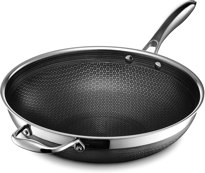 HexClad Hybrid Nonstick 12-Inch Wok, Stay-Cool Handle, Dishwasher-Friendly by HexCladHybridCookware