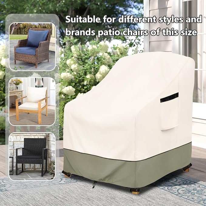 Outdoor Chair Covers 28" W x 30" D x 32" H, 600D Heavy Duty Waterproof Patio - Image 5