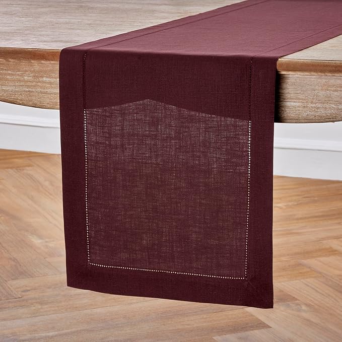 Solino Home Linen Burgundy Table Runner 156 Inches Long - Image 2