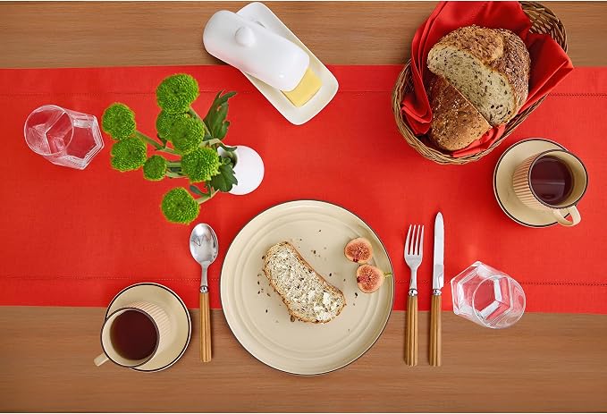 Solino Home Cotton Linen Poppy Red Table Runner 72 Inches Long - Image 3