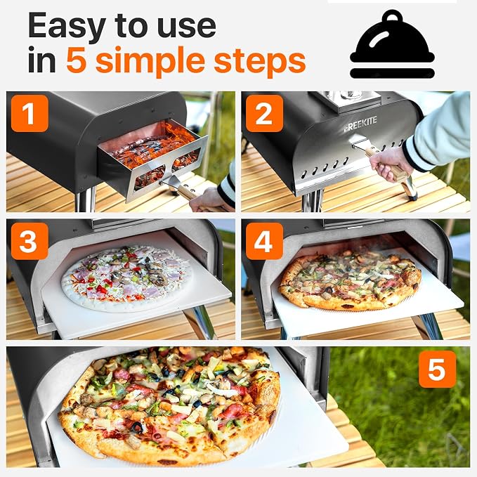 Pizza Oven 13 Inch Outdoor Wood Fired Portable Stainless Steel Pizza Oven - Image 7