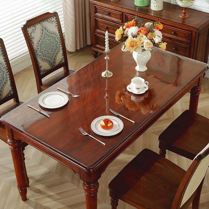 OstepDecor Clear Table Protector 40 x 60 Inch, 2mm Thick Plastic Table Cover - Image 2