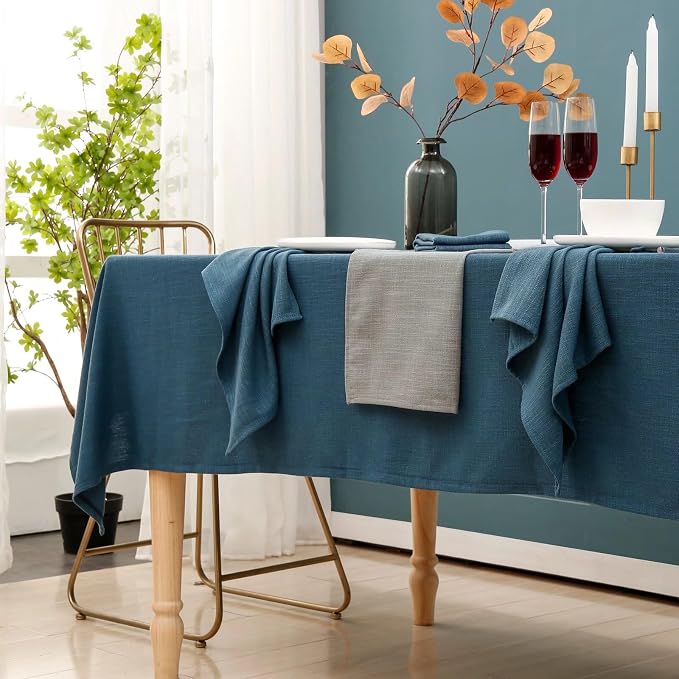 Blue Table Cloth for Rectangle Tables 60 x 120 Inch, Washable Waterproof - Image 2
