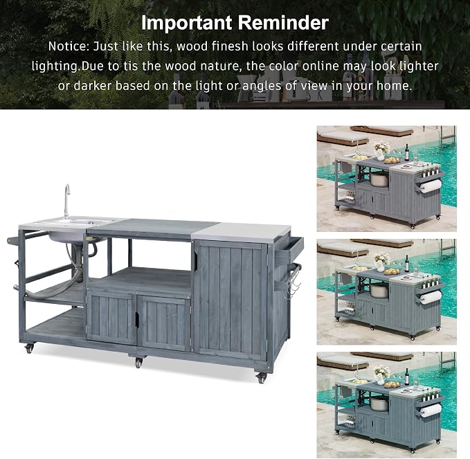 75.4" Outdoor Kitchen Grill Cart - Image 9