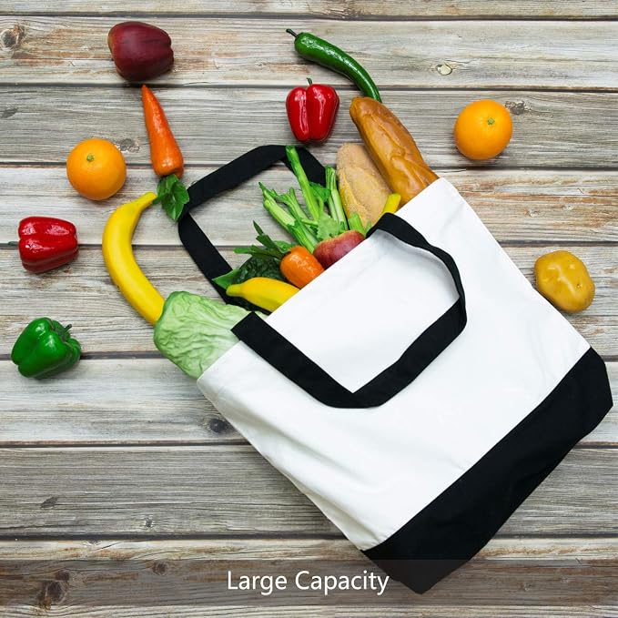 TOPDesign 24-Pack Super Strong Large 12oz Cotton Canvas Tote Bags, Reusable - Image 4
