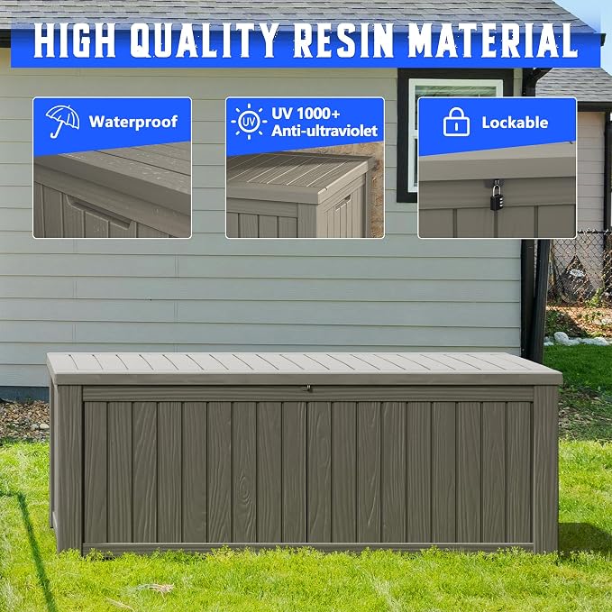 KAMABOKO Outdoor Storage Box, 180 Gallon Large Outdoor Resin Deck Box, Storage - Image 3