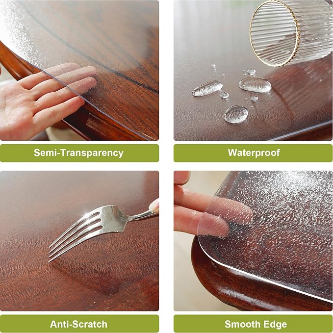 Frosted Clear Table Protector 48 x 90 Inch, 2mm Thick Plastic Table Cover - Image 3
