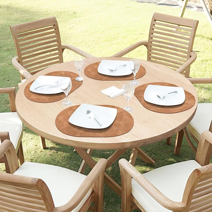 ADRIMER Placemats, Heat Resistant Oval Placemats Set of 6 Washable 12 x 17 Inch - Image 7