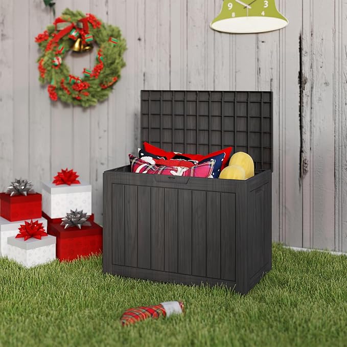45 Gallon Outdoor Storage Box Waterproof, Resin Deck Boxes by Unknown