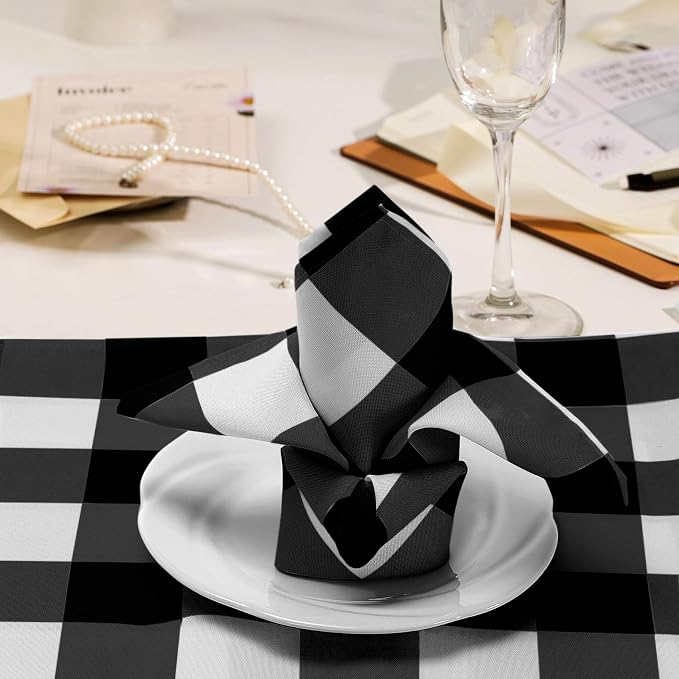 Buffalo Plaid Table Napkins Set of 100 Checkered Cloth Napkins 17x17 inch - Image 7