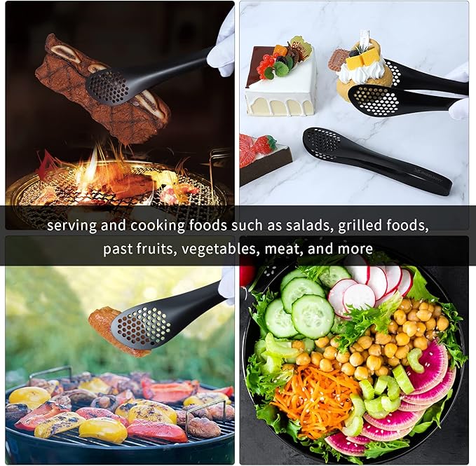 Buffet Tongs Set in Stainless Steel, Black, 7, 9 and 11 Inch