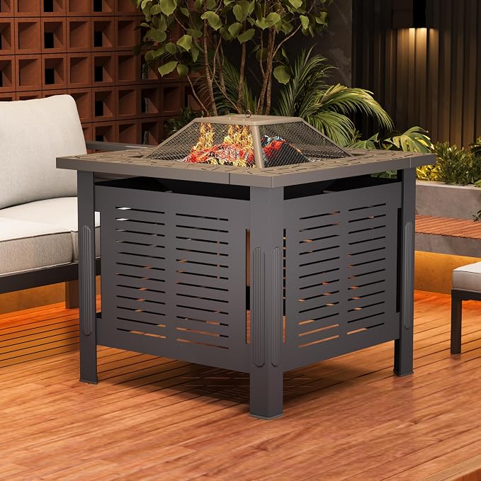 U-MAX Fire Pit Table, 30 Inch Wood Burning BBQ Grill Firepits, Metal Fireplaces - Image 8