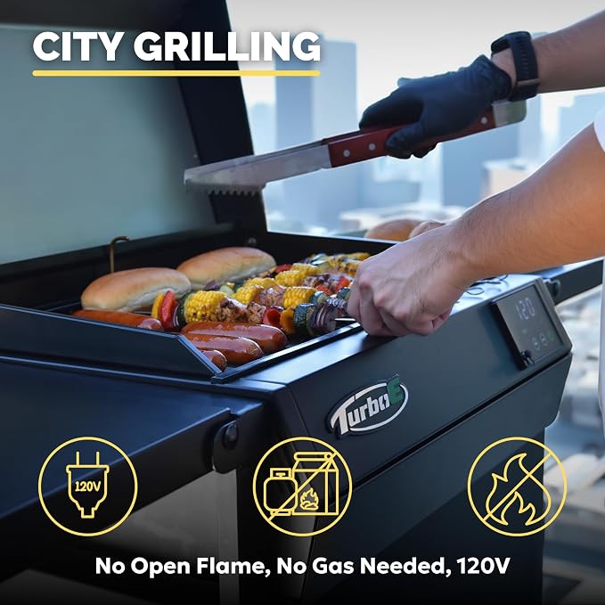 Turbo E Sport Compact Electric Grill, 1700W Infrared, Digital Display - Image 5