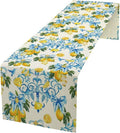 Lemon Table Runner, Summer Hummingbirds Flower Bows Print Table Runner by Unknown